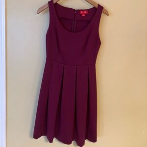 Elle - Plum Colored, Scoop Neck, Sleeveless, Pleated Dress - Size 2